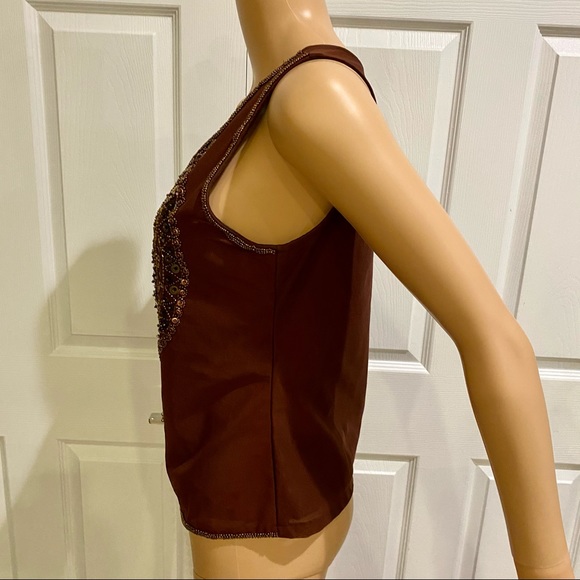 BEADED CROP TOP SZ L BROWN GREAT CONDITION - Picture 5 of 7